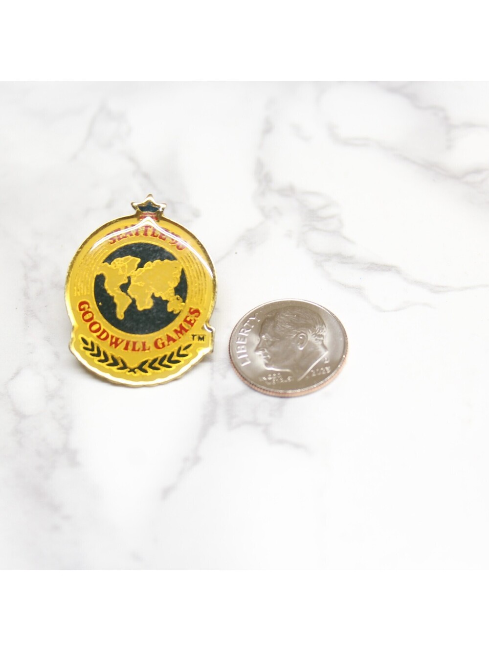 Seattle '90 Goodwill Games Enamel Lapel Pin Globe